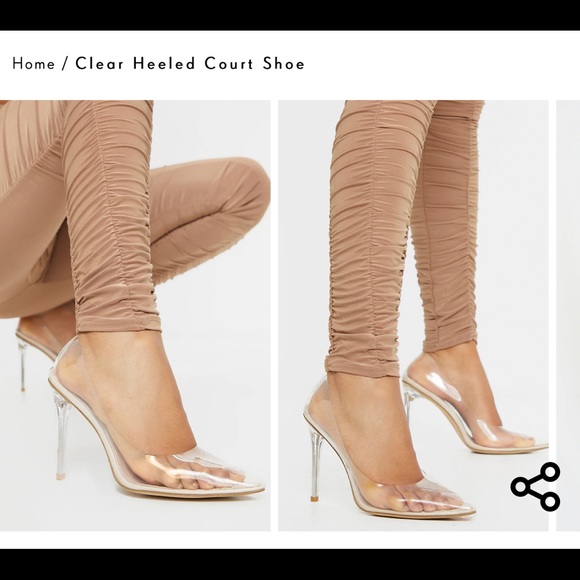 Pretty Little Thing Clear heels Court Shoe - New - Picture 1 of 5